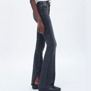 Zara High Waisted Full Length Flared Jeans